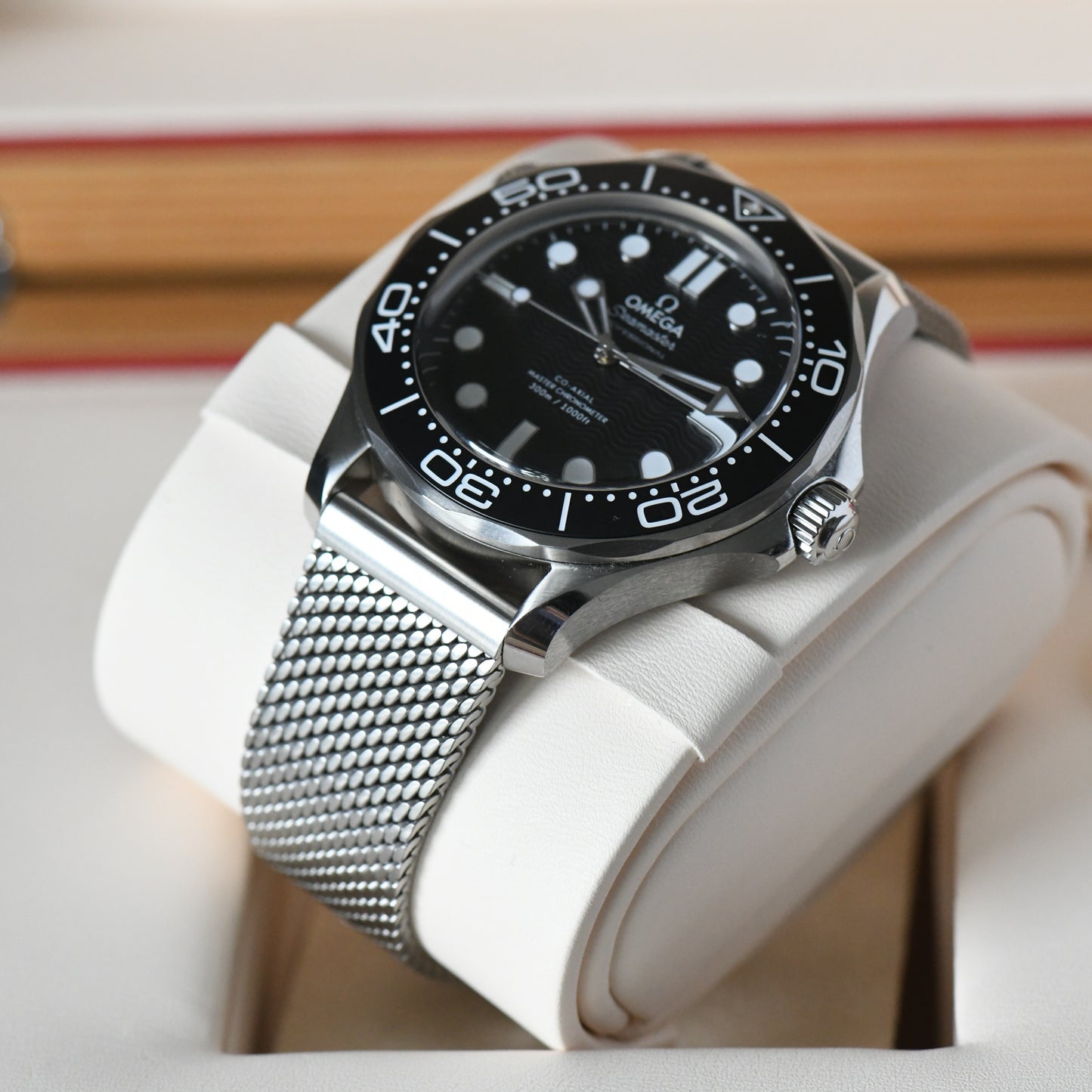 Omega Seamaster 300m Pro Black Wave Dial No Date 2024 Mesh Bracelet Box & Papers