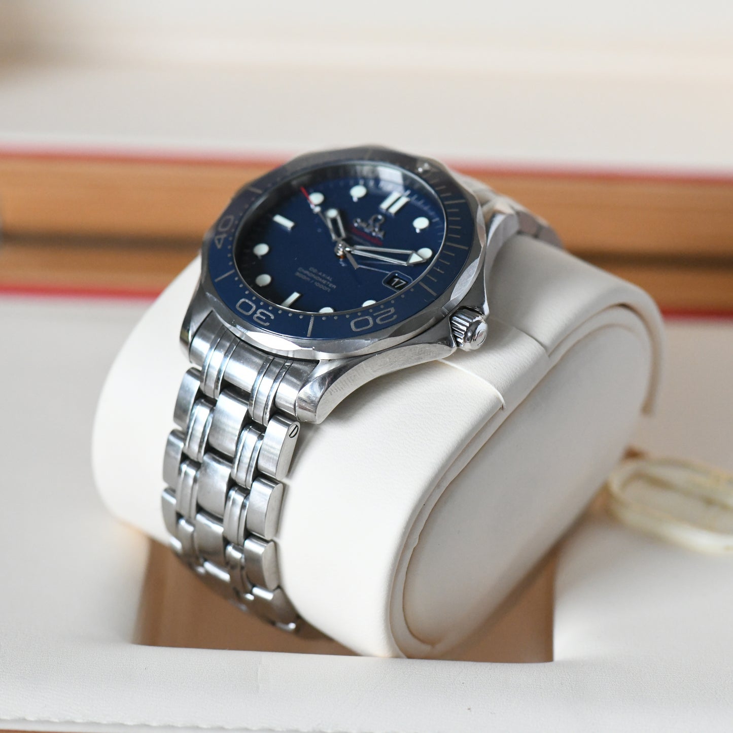 Omega Seamaster Pro 300m Blue Ceramic Bezel Co-Axial 41mm Automatic Watch B&P