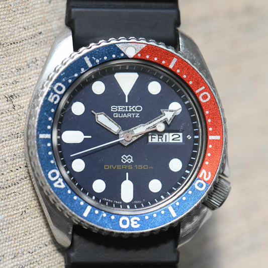Seiko Quartz Diver's 150m 7548-700B 1980 Pepsi Bezel Vintage Watch