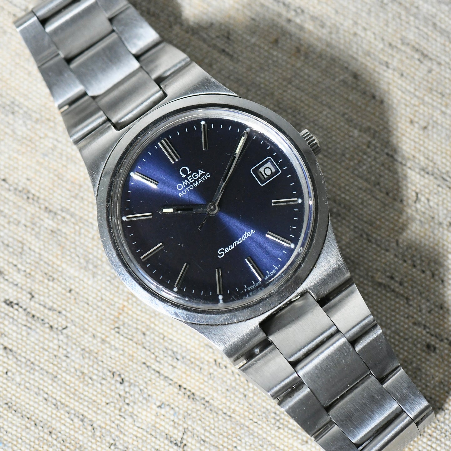 Omega Seamaster Date Blue Dial Automatic Vintage 1974 36mm Watch Cal 1012