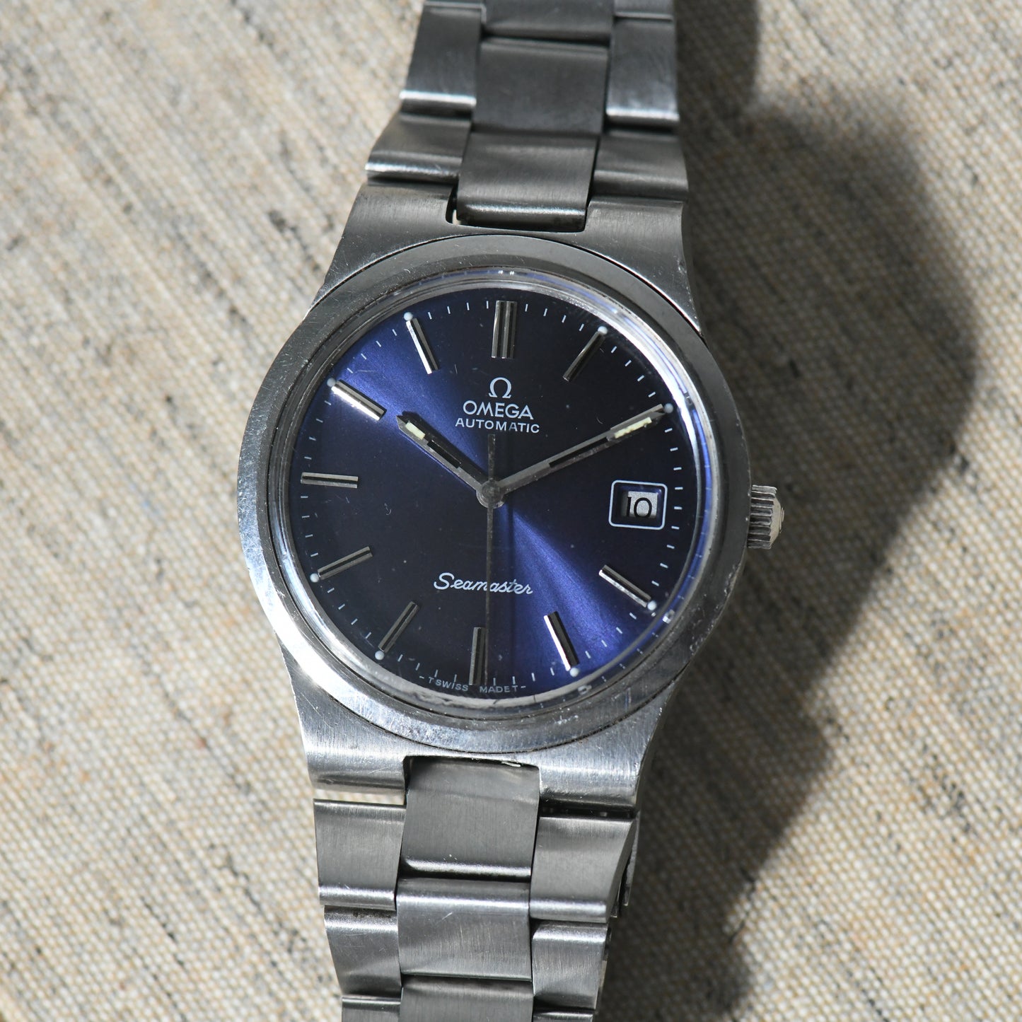 Omega Seamaster Date Blue Dial Automatic Vintage 1974 36mm Watch Cal 1012