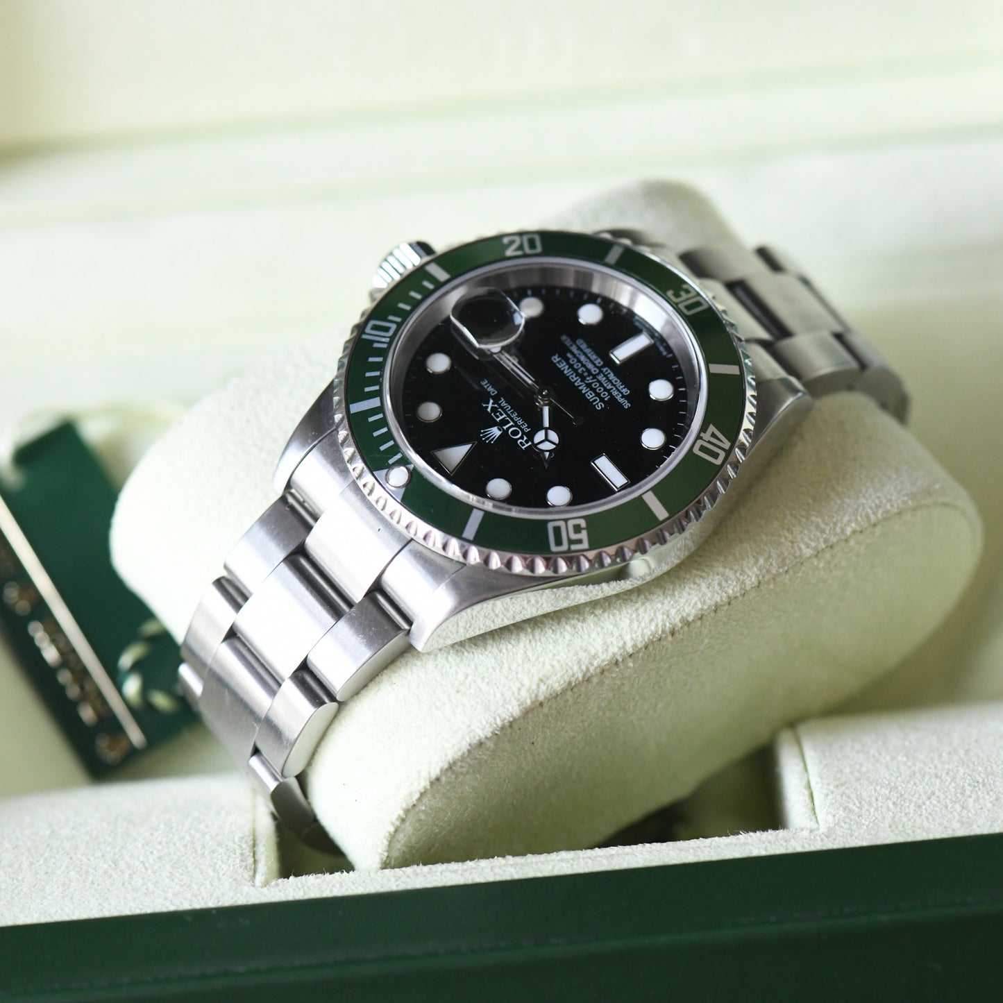 Rolex Submariner Date 16610LV Green Bezel Kermit 2006 50th Full Set Box & Papers