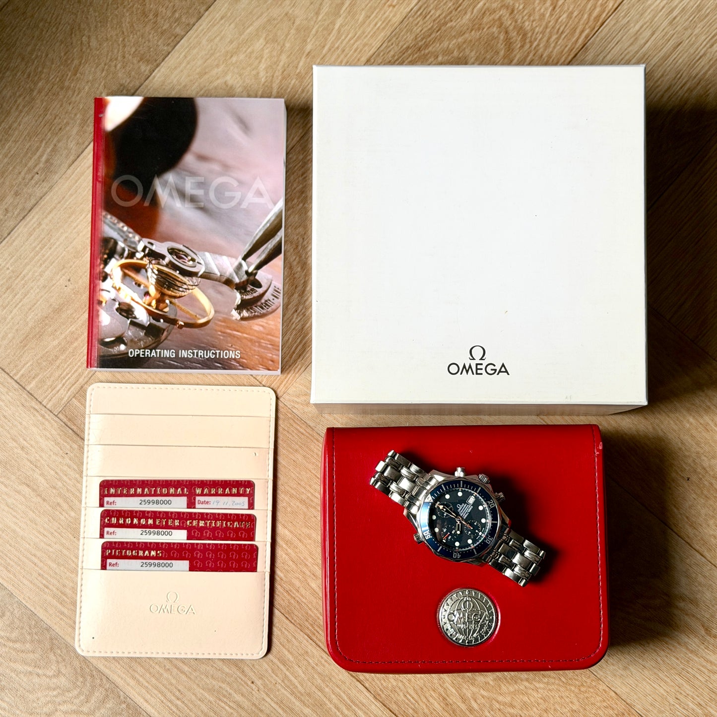 Omega Seamaster 300m Chronograph Dive Watch Blue Dial - 2599.80 - Boxed & Papers