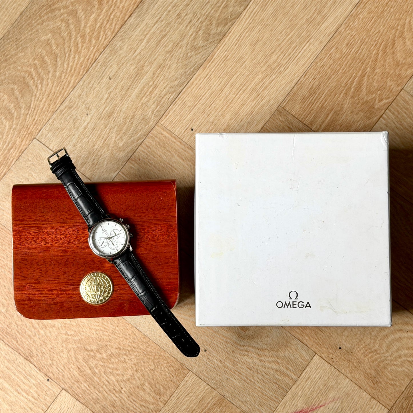 Omega DeVille Prestige Chronograph White Dial 36mm Manual Wind - Cal 861 - Boxed