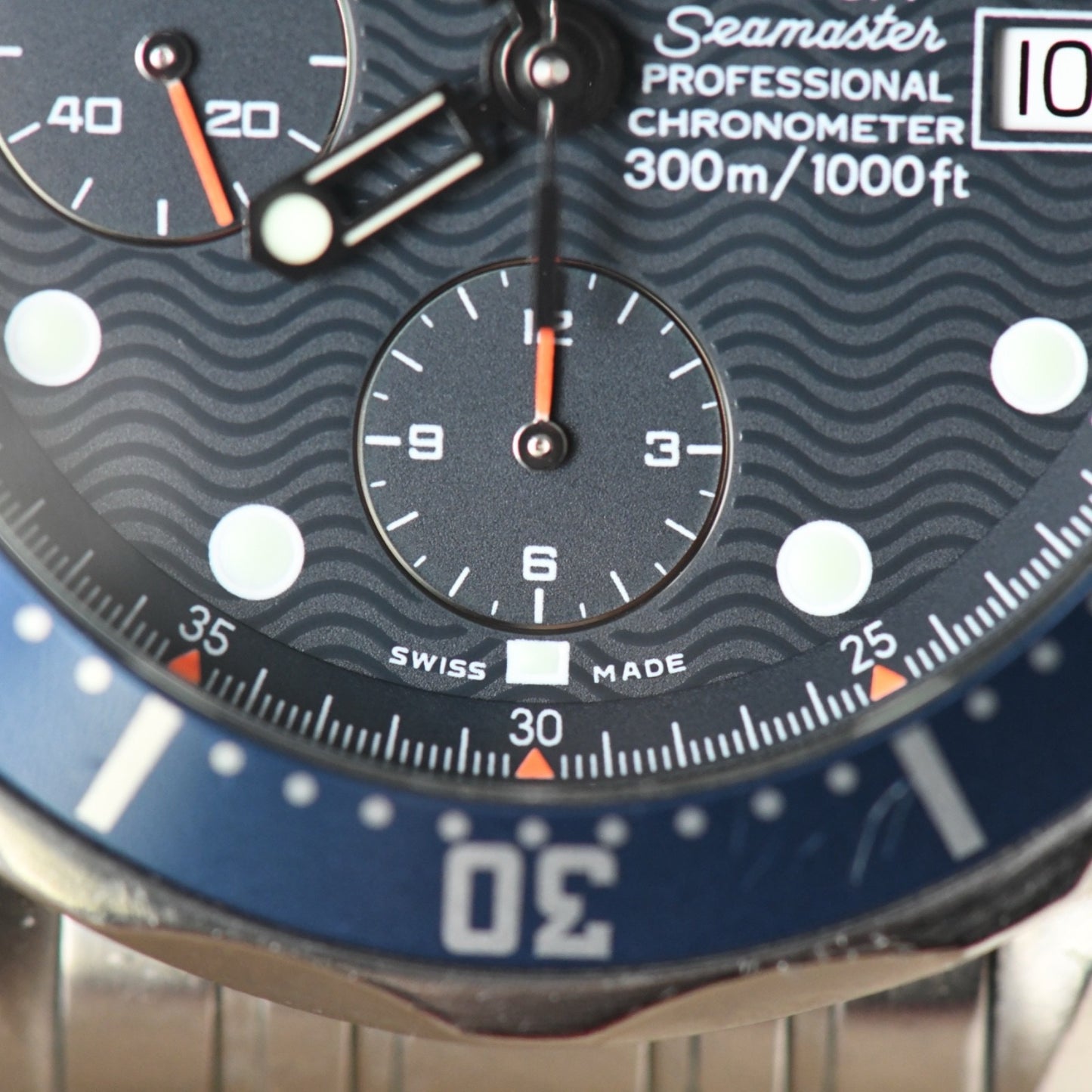 Omega Seamaster 300m Chronograph Dive Watch Blue Dial - 2599.80 - Boxed & Papers